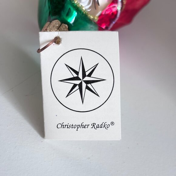 Vtg Christopher Radko Christmas Glass Ornament Elf Clown Court Jester Tag 1995 - Picture 9 of 11